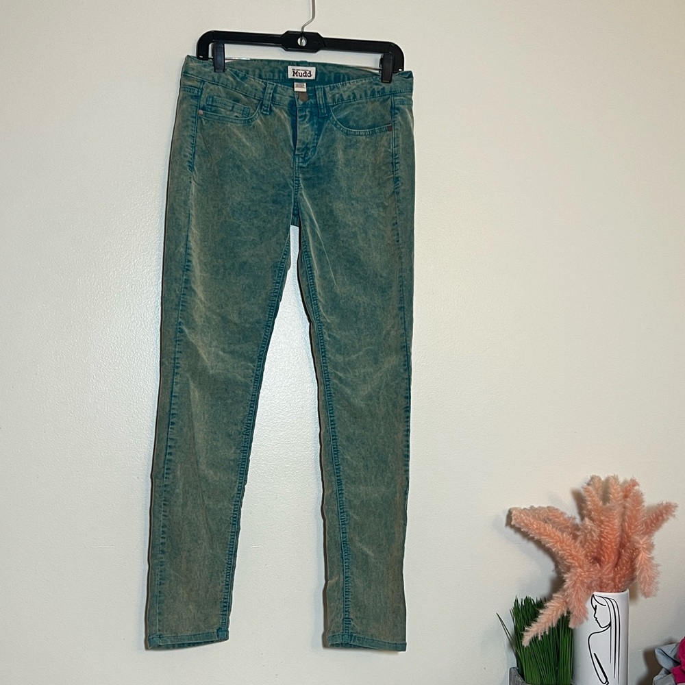 MUDD Y2K Vintage Teal Blue Acid Wash Corduroy Skinny Jeans Pants 9